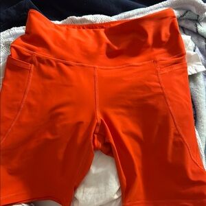 Old Navy Orange Bike Shorts High-Rise Stretch